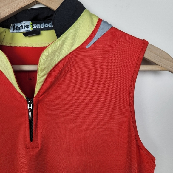 Jamie Sadock Orange Sleeveless Stretchy Zip Neck Sport Tank Top Sz S - Picture 2 of 5